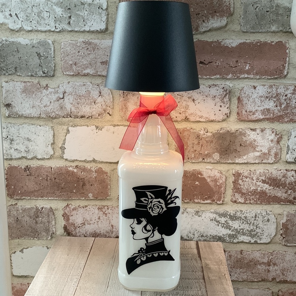 Hand Crafted Victorian spirit bottle, touch lantern